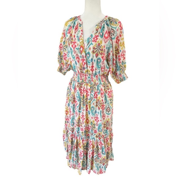 Anthropologie Felipa Maxi Dress Tiered Hem Puff Sleeve Influencer Fave Pockets - Picture 8 of 13